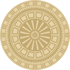 Vector golden round Egyptian ornament. Endless Circle, Ring of Ancient Egypt. Geometric African frame.