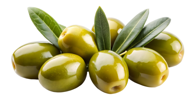 green olives on a white background
