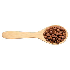 Obraz premium Coffee beans on wooden spoon brown