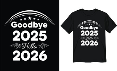 Goodbye 2025 Hello 2026 Bold Typographic Greeting