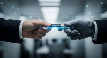 Data transfer via secure flash drive handoff