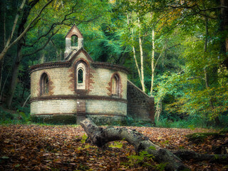 Abandoned church in the woods