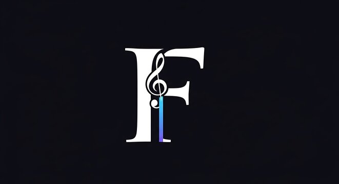 Elegant Music Logo Design Featuring Letter F.