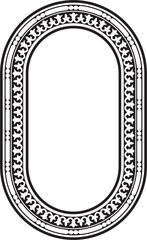 Vector black monochrome stencil oval classic byzantine ornament. Circle, ring, border, Ancient Greece, Eastern Roman Empire frame. Decoration of the Russian Orthodox Church