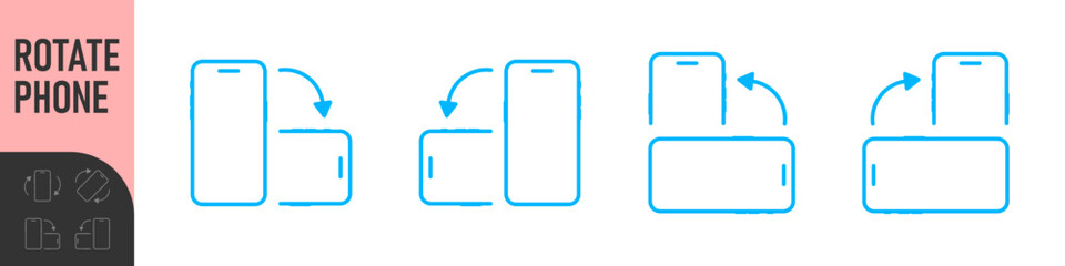Rotate smartphone icon. Turn your mobile phone. Device rotation symbol. Rotate phone icon set vector illustration for web site or mobile app. Vector color illustration