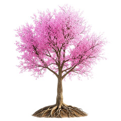 Obraz premium A beautiful blooming cherry blossom tree with vibrant pink flowers, isolated on transparent background