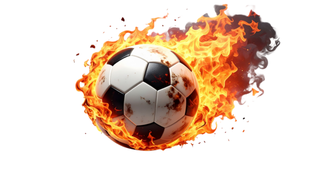 soccer ball with fire isolated on white transparent background Remove png