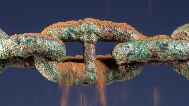 Close-up of an old, rusty chain.