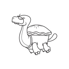 Turtle dino cartoon coloring for kids illustration book tempate