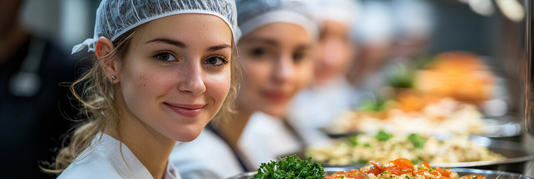 Healthcare workers enjoy a nutritious meal together at work Generative AI