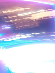 Colorful, fluorescent swirls of light create a dynamic and energetic abstract composition. Blurred streaks of purple, blue, and gold give the impression of rapid, surreal movement.