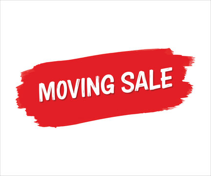 Moving Sale Banner on Red Brush Stroke Background Illustration Design