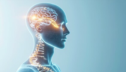 A human brain with a light glow around it