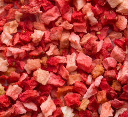 freeze dried strawberry pieces background