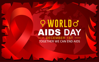 World AIDS Day. December 1. Holiday concept. Template for background, banner, card, poster and social media with text inscription. Vector illustration