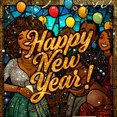 Stained Glass New Year&rsquo;s Night