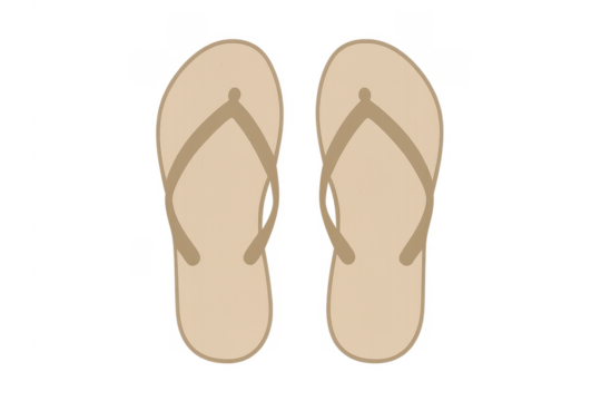 Pair of sandy colored flip-flops for summer beach vacation
