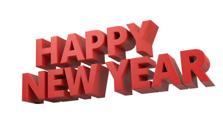 Fototapeta premium Red 3d text happy new year isolated on transparent background
