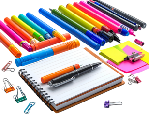 Back to School Stationery Arrangement, Transparent Background.