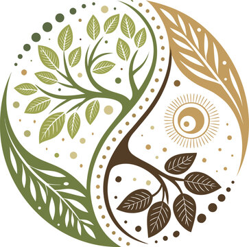 nature tree vector logo design , Arborvitae Aquatica Tree with green leaves and blue water in a circular shape