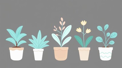 Illustration of animated flower plant growth in a pot
