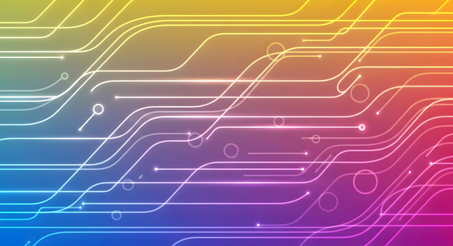 Futuristic Abstract Tech Lines Colorful Glowing Digital Connection Background Creative Stream Network System Hi-Tech Wallpaper