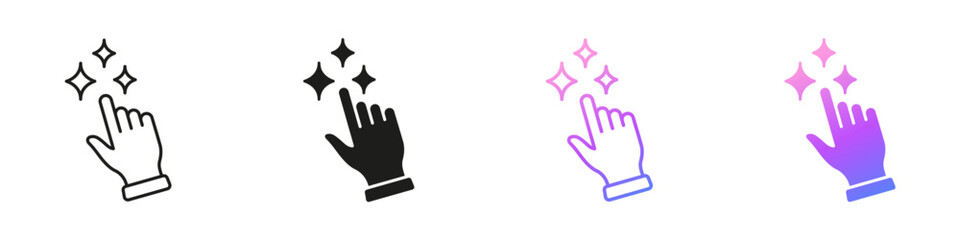 AI Hand Gesture Icons for Artificial Intelligence Touch Interaction, Innovation and Digital Creativity Icon Set. AI User Control and Automation Symbol Collection. Isolated Vector Illustration