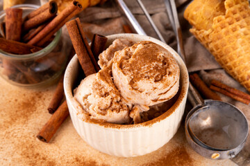 Homemade cinnamon spiced ice cream