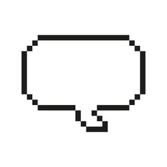 Communication Box Outline Icon. Pixel Art Symbol of Chat Message Balloon. Isolated Vector Illustration