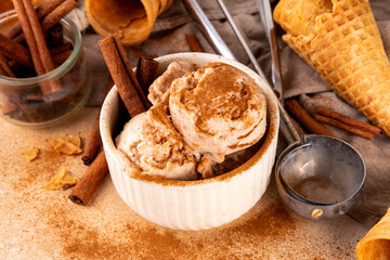 Homemade cinnamon spiced ice cream