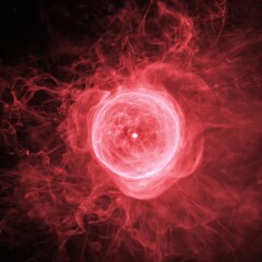 Obraz premium Intense cosmic energy radiates outward from a luminous central body surrounded by flowing nebulous gas