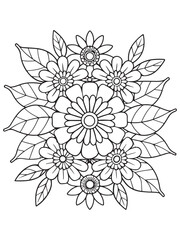 Simple Flower Coloring Pages For Adults And Kids 