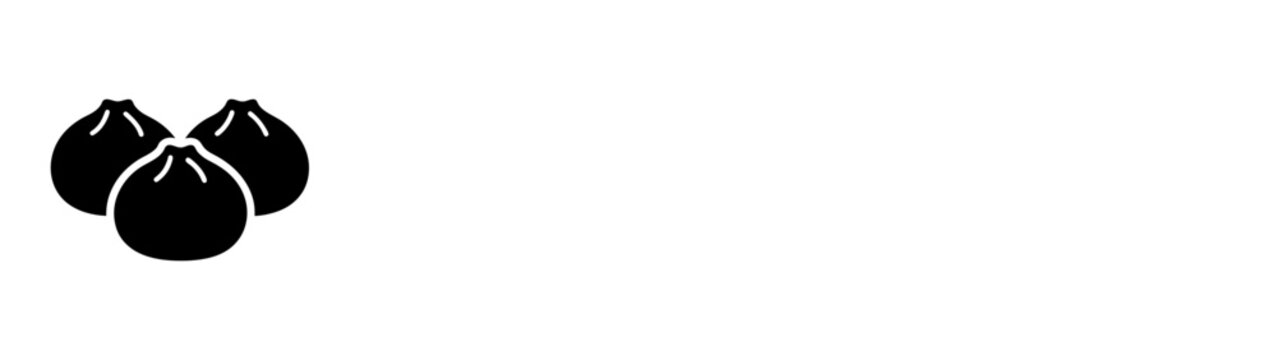 Three black stylized dumplings or bao buns icon