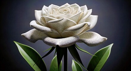 Pristine White Rose Bud on a Moody Dark Background