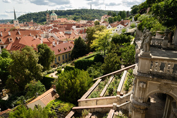 Prague, Czech Republic – August 6, 2025: View over the Palace Gardens below Prague Castle towards...
