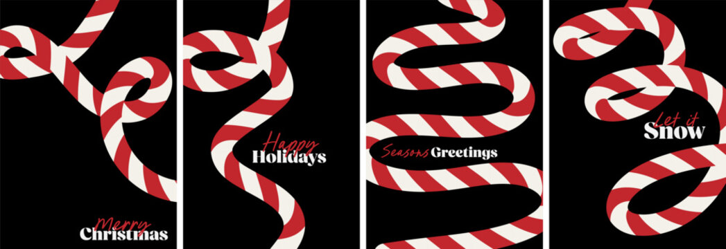 Christmas candy cane twist and peppermint ribbon design with festive stripes and swirls for holiday decor