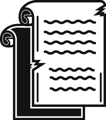 Document File Icon Vector Illustration With Scroll-Like Edges and Wavy Lines Symbolizing - Classic Vintage