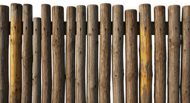 Rustic weathered log fence background pattern with golden hue