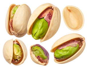  Pistachios PNG – Manually Cut Nuts with Natural Texture, Transparent Background.