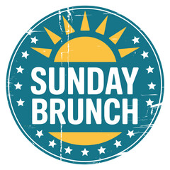 Retro style sunday brunch emblem with sun and stars