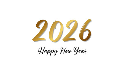 Naklejka premium Golden happy new year greeting card with the year two thousand twenty six on a transparent background