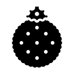 Scalloped round decorative cookie icon with festive dots Vector