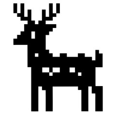 Retro pixel art deer silhouette, isolated gaming icon Vector
