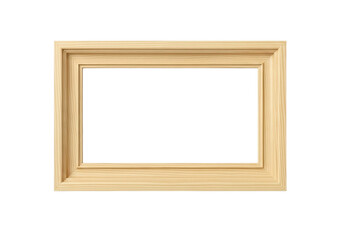 Empty wooden picture frame isolated on transparent background