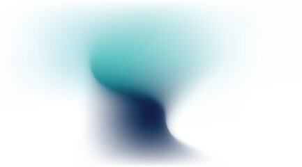 Abstract flowing gradient features calming teal merging into a deep indigo wave shape against a bright white backdrop, forming a smooth blend of cool shades