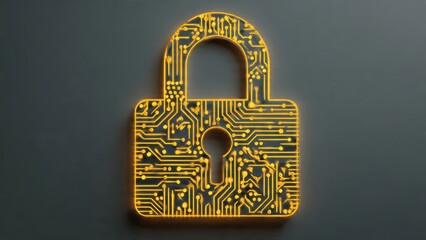 A stylized padlock design featuring a circuit board pattern, symbolizing digital security and technology.