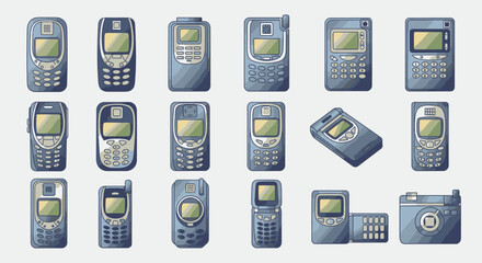 Collection of Vintage Mobile Phones - A Nostalgic Look at Early Cell Technology.