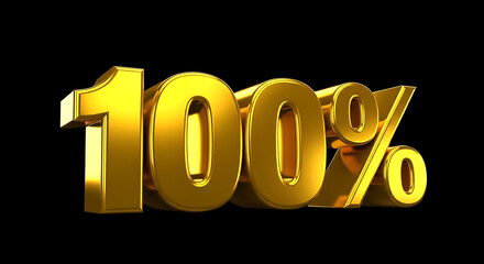Golden 100 symbol on a black background, representing full completion, success, and achievement ideal for marketing, finance, and promotional materials to convey quality and excellence