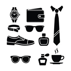 Retro hipster fashion accessory vector icons set illustration