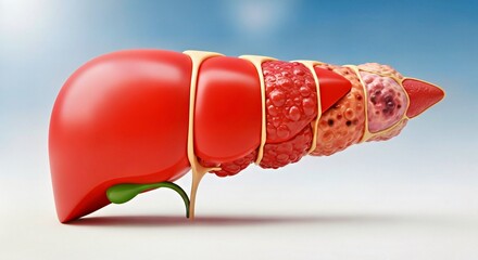 Five Liver Sections Showing Disease Progression Healthy to Cancer